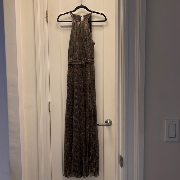 Evernew Brown Bonze Metallic Halter Dress - Picture 2 of 8